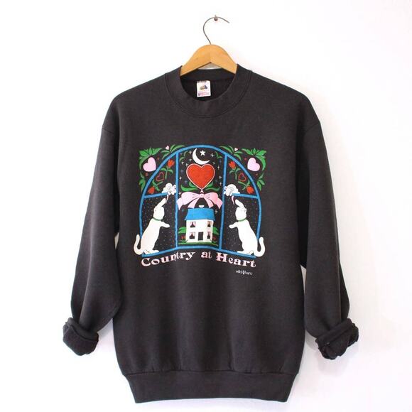 Vintage Other - Vintage Country At Heart Cat Sweatshirt Large